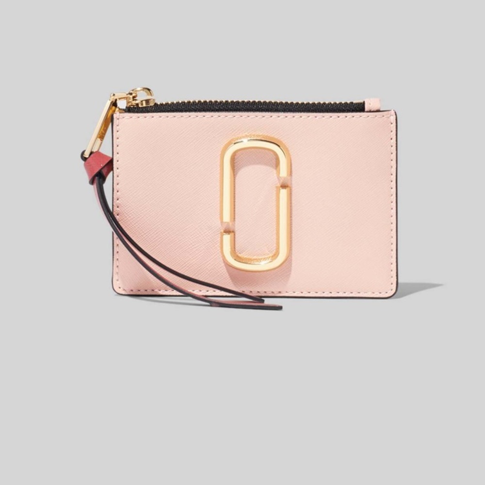 SNAPSHOT TOP-ZIP MULTI WALLET light pink [W/ Gold trimming]